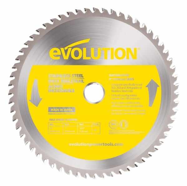 Disc pentru fierastrau circular, taiere inox Evolution EVOBLADE230SS-0477, O230 x 25.4 mm, 60 dinti