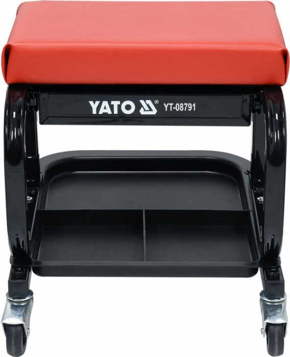 Taburet Service YATO, Cadru metal, sertar si tava scule, 440x360x390 mm